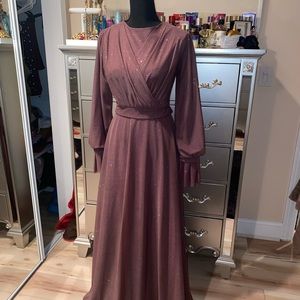 Formal Turkish Dress with Glitter in Purple